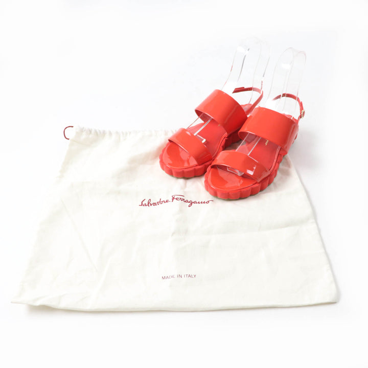 Pristine Salvatore Ferragamo Sandals With back strap Red Patent leather Women 6.5