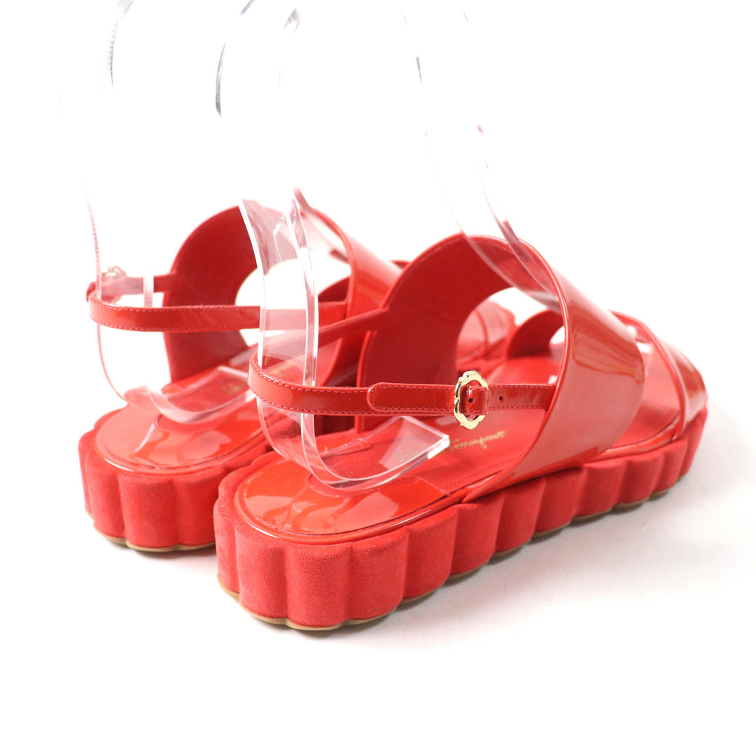 Pristine Salvatore Ferragamo Sandals With back strap Red Patent leather Women 6.5