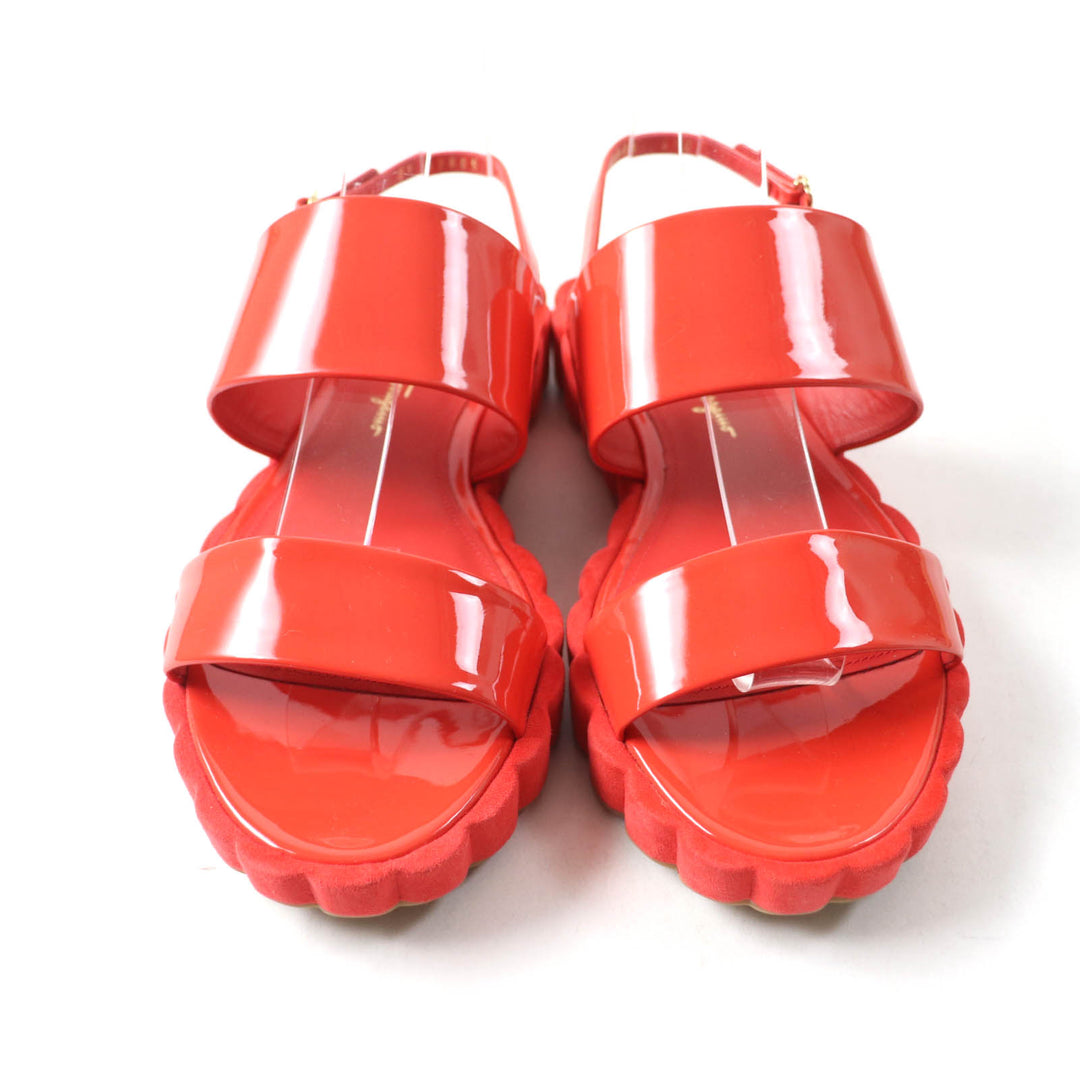 Pristine Salvatore Ferragamo Sandals With back strap Red Patent leather Women 6.5
