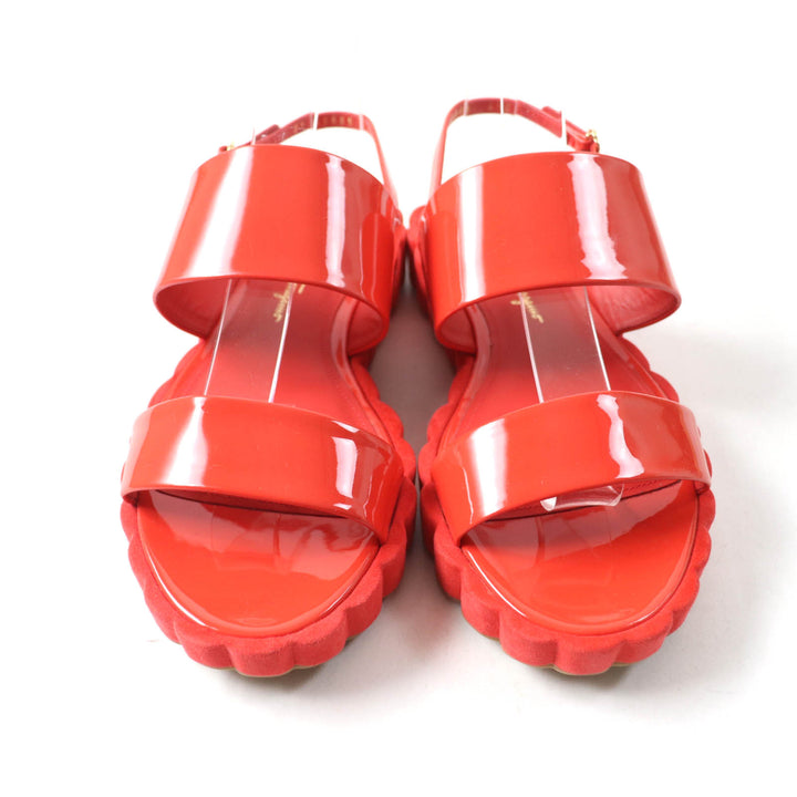 Pristine Salvatore Ferragamo Sandals With back strap Red Patent leather Women 6.5