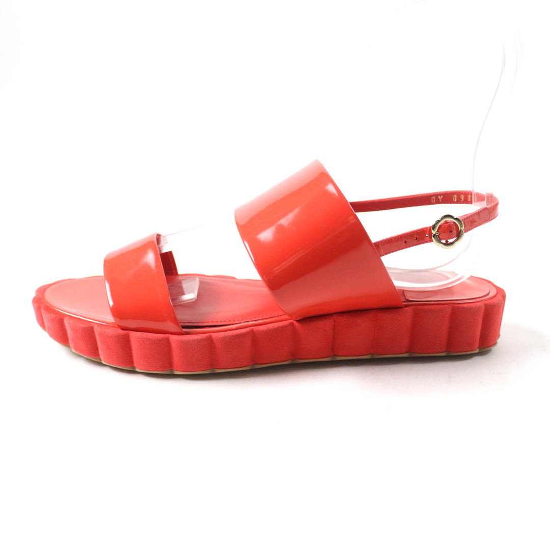 Pristine Salvatore Ferragamo Sandals With back strap Red Patent leather Women 6.5