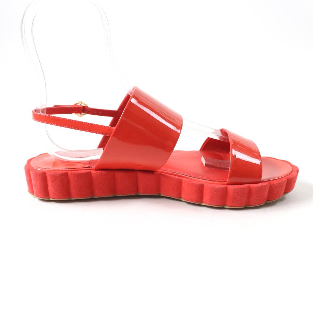 Pristine Salvatore Ferragamo Sandals With back strap Red Patent leather Women 6.5