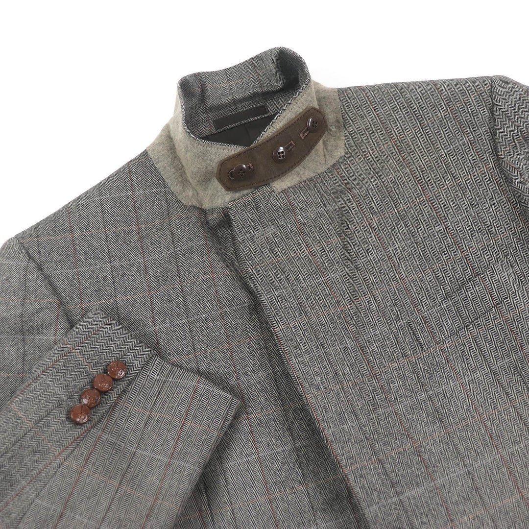 Great Burberrys tailored jacket Herringbone Check Pattern Covered Button mens