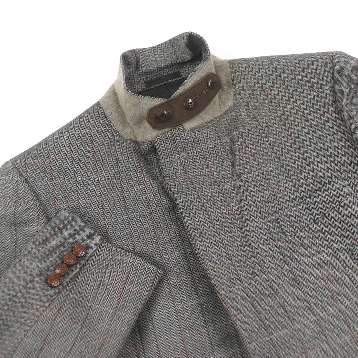 Great Burberrys tailored jacket Herringbone Check Pattern Covered Button mens