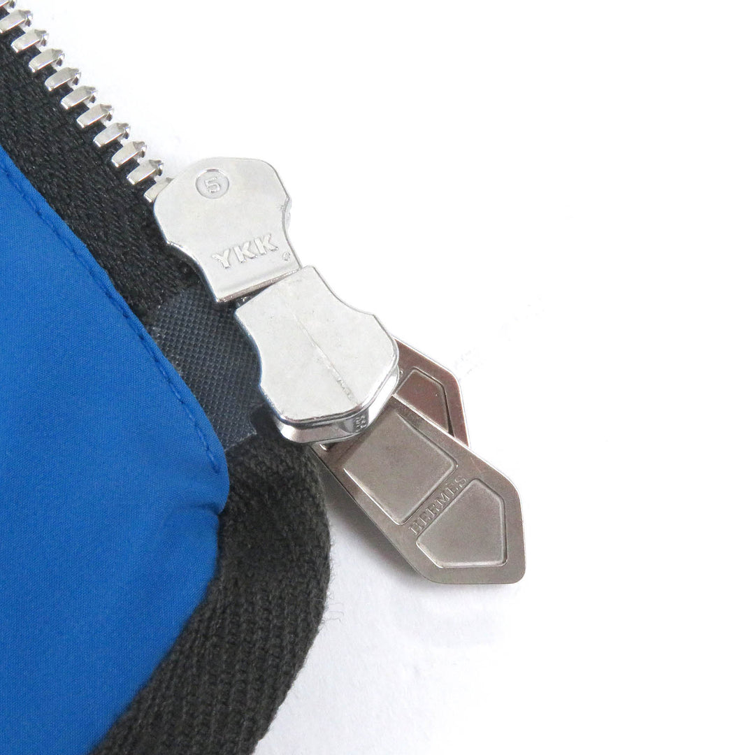 Pristine HERMES Jacket H motif logo zip quilting Charcoal Blue Nylon mens 46