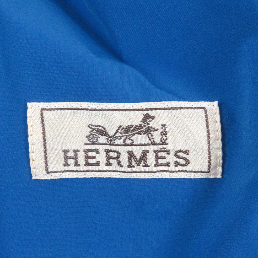 Pristine HERMES Jacket H motif logo zip quilting Charcoal Blue Nylon mens 46