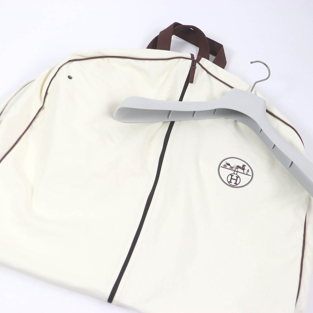 Pristine HERMES Jacket H motif logo zip quilting Charcoal Blue Nylon mens 46