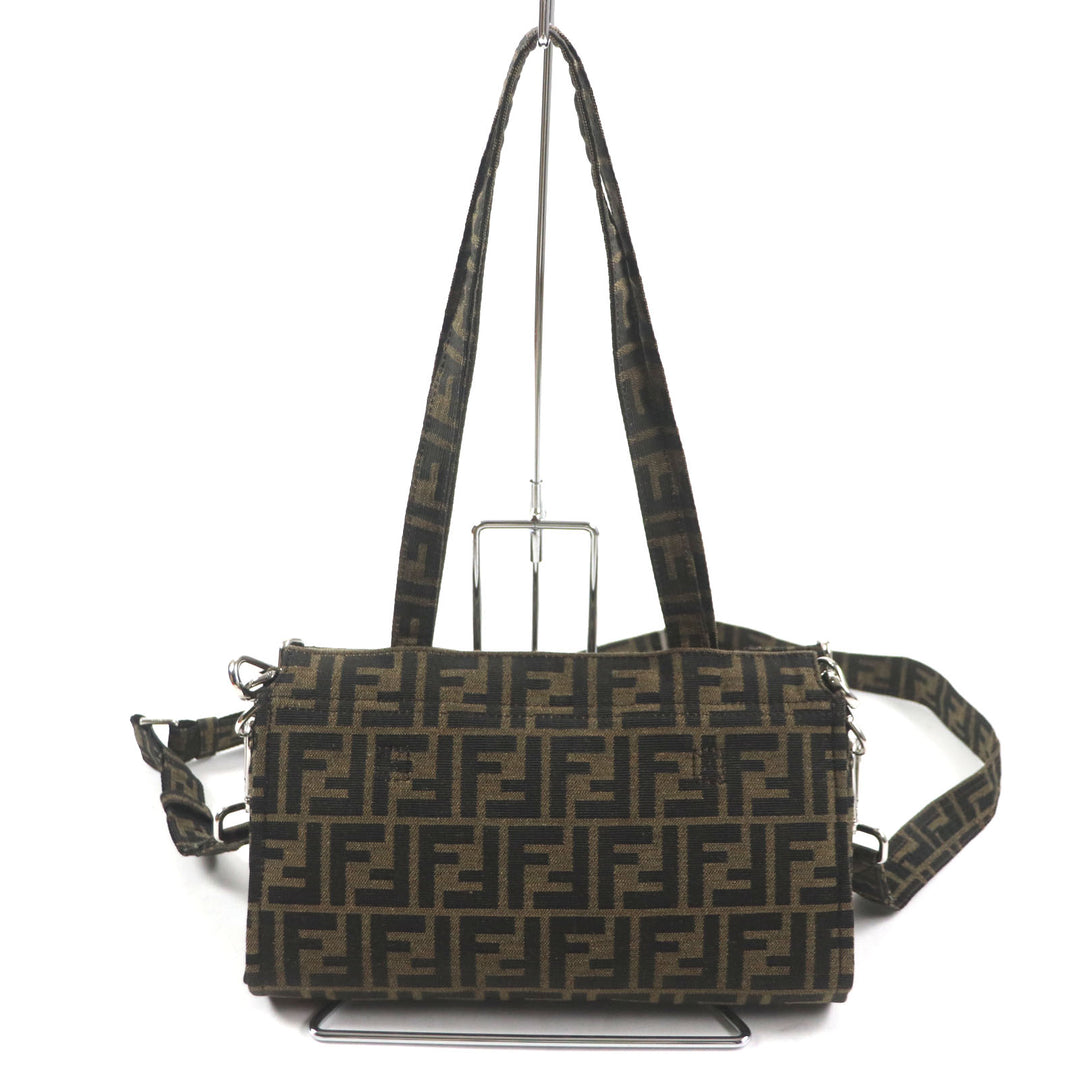 Excellent FENDI×FRAGMENT Shoulder Bag ZUCCA BAGUETTE FOLDABLE 3WAY TOTE canvas mens 8BH418