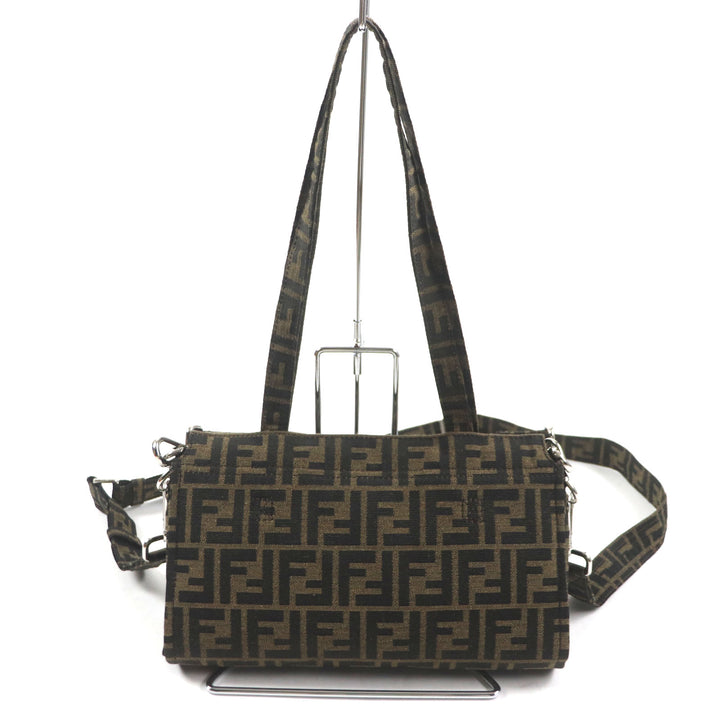 Excellent FENDI×FRAGMENT Shoulder Bag ZUCCA BAGUETTE FOLDABLE 3WAY TOTE canvas mens 8BH418