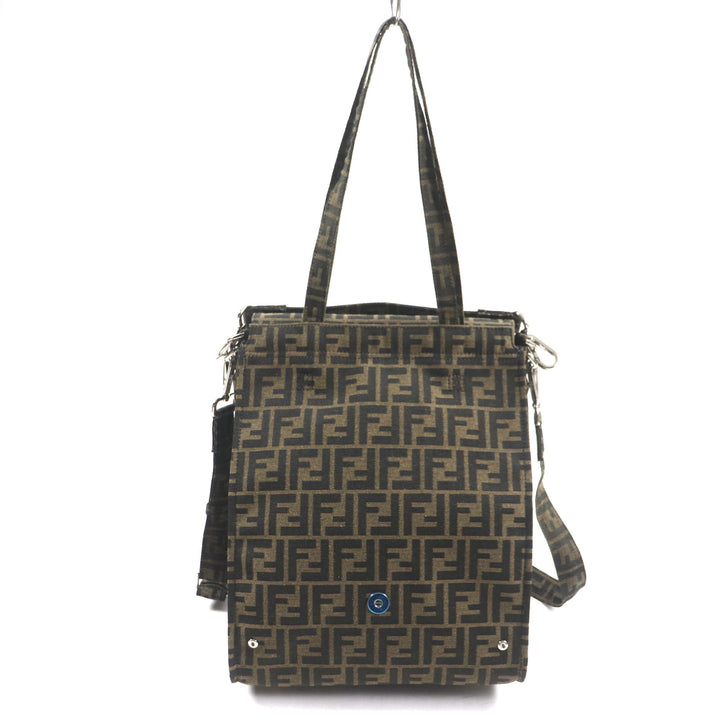 Excellent FENDI×FRAGMENT Shoulder Bag ZUCCA BAGUETTE FOLDABLE 3WAY TOTE canvas mens 8BH418