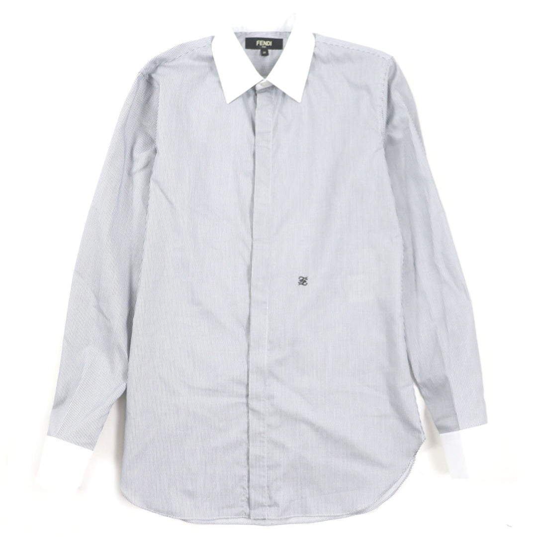 Excellent FENDI Long sleeve shirt FF logo embroidery long sleeve mens 38 FS1003