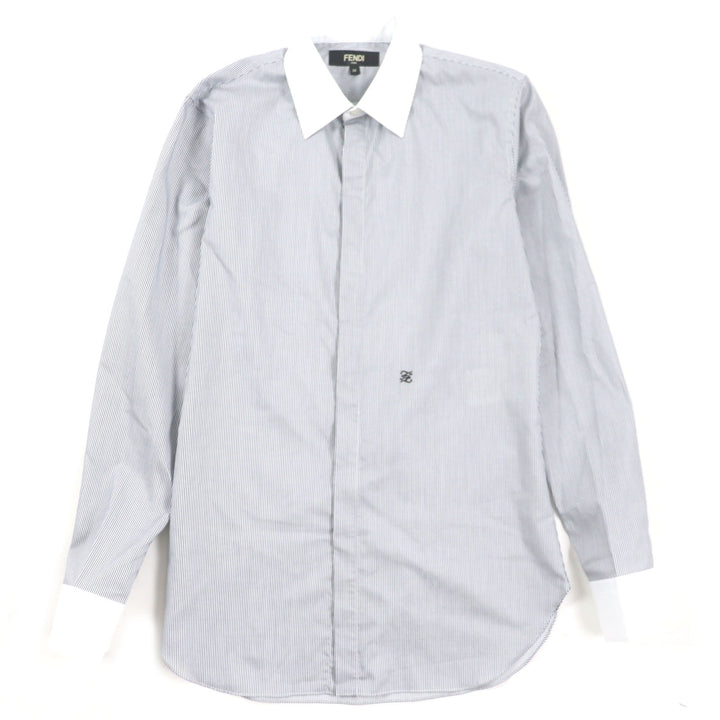 Excellent FENDI Long sleeve shirt FF logo embroidery long sleeve mens 38 FS1003