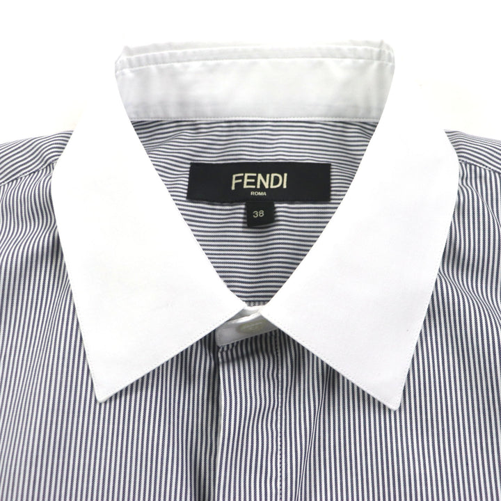 Excellent FENDI Long sleeve shirt FF logo embroidery long sleeve mens 38 FS1003