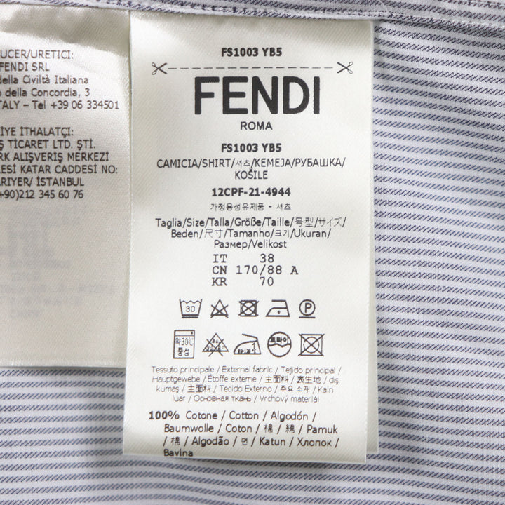 Excellent FENDI Long sleeve shirt FF logo embroidery long sleeve mens 38 FS1003