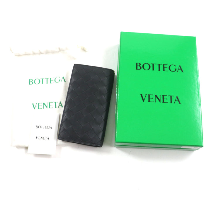 Great BOTTEGAVENETA Purse INTRECCIATO Long Wallet Billfold Wallet black leather