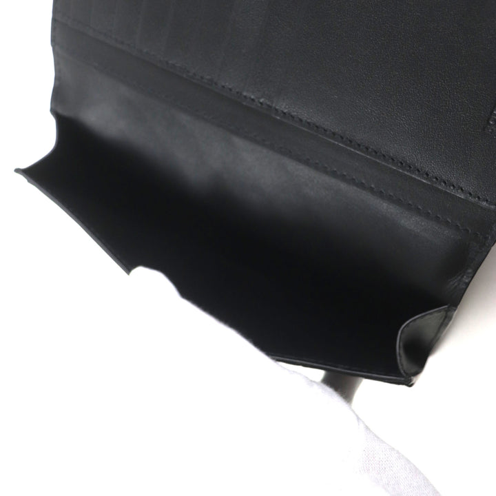 Great BOTTEGAVENETA Purse INTRECCIATO Long Wallet Billfold Wallet black leather