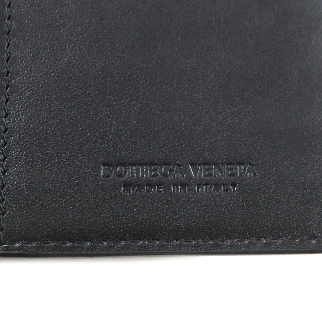 Great BOTTEGAVENETA Purse INTRECCIATO Long Wallet Billfold Wallet black leather