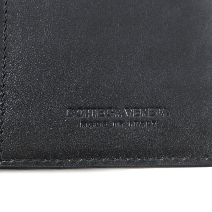 Great BOTTEGAVENETA Purse INTRECCIATO Long Wallet Billfold Wallet black leather