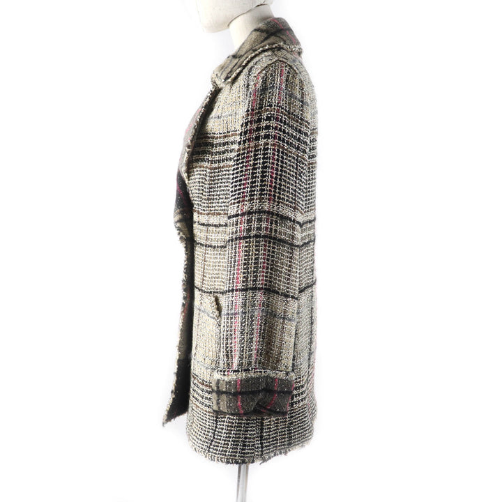 Excellent CHANEL Double breasted jacket COCO Mark buttoned tweed 34 05A P26855