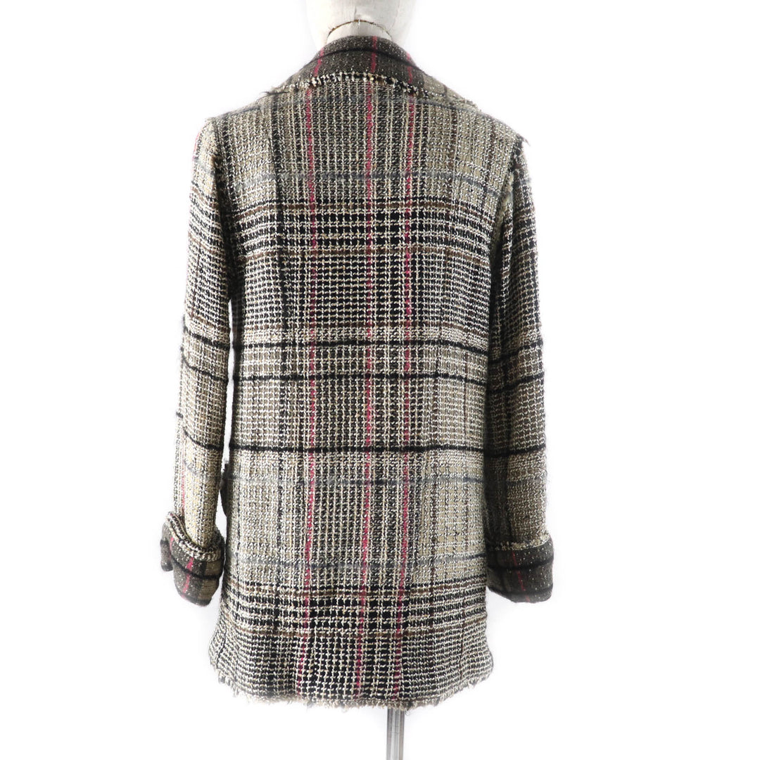 Excellent CHANEL Double breasted jacket COCO Mark buttoned tweed Multi Women 34 05A P26855