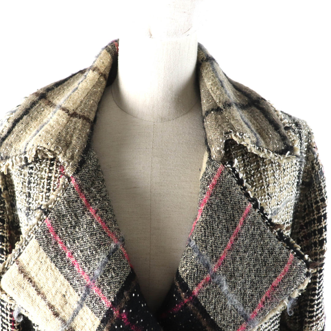 Excellent CHANEL Double breasted jacket COCO Mark buttoned tweed 34 05A P26855
