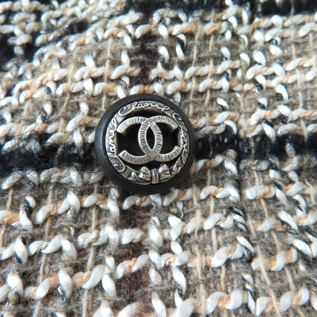 Excellent CHANEL Double breasted jacket COCO Mark buttoned tweed 34 05A P26855
