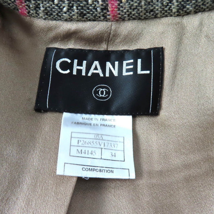 Excellent CHANEL Double breasted jacket COCO Mark buttoned tweed 34 05A P26855