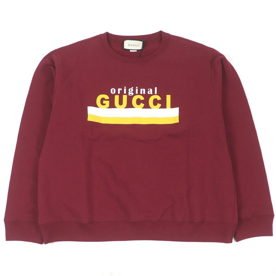 Pristine GUCCI sweat Logo print crew neck sweatshirt Bordeaux cotton mens L 626990
