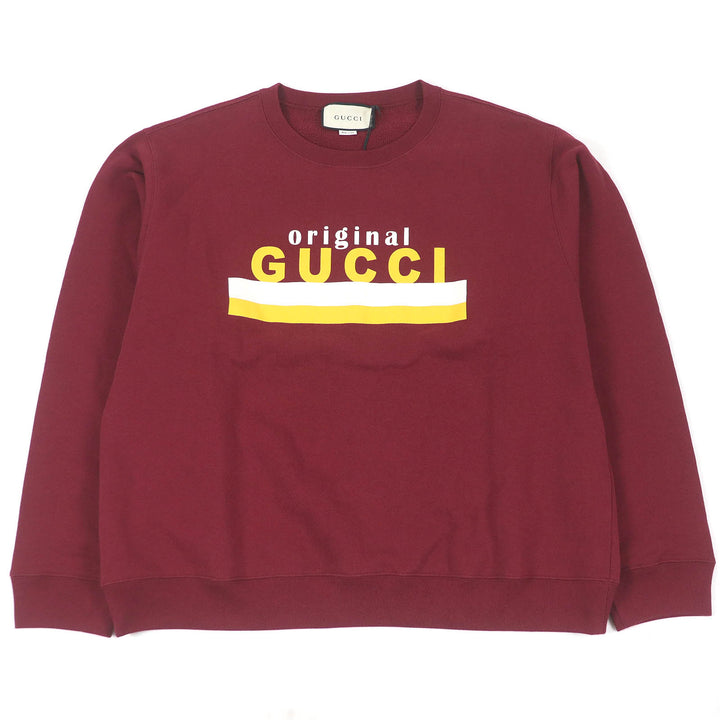 Pristine GUCCI sweat Logo print crew neck sweatshirt Bordeaux cotton mens L 626990