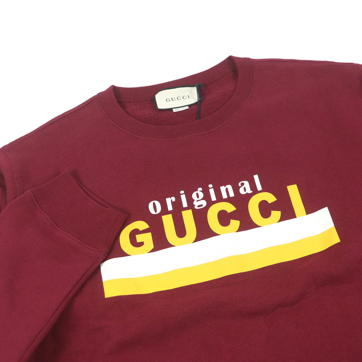 Pristine GUCCI sweat Logo print crew neck sweatshirt Bordeaux cotton mens L