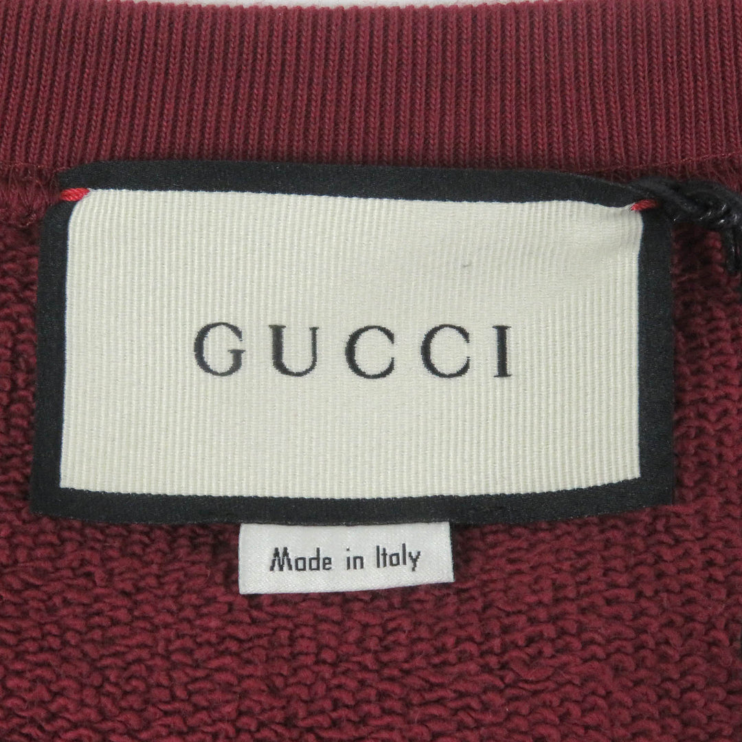 Pristine GUCCI sweat Logo print crew neck sweatshirt Bordeaux cotton mens L