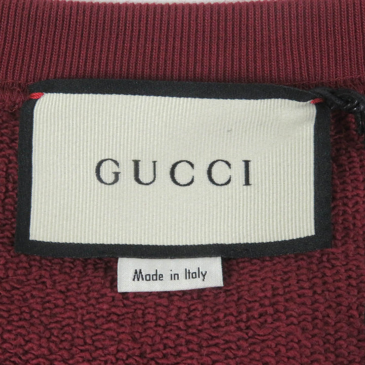 Pristine GUCCI sweat Logo print crew neck sweatshirt Bordeaux cotton mens L