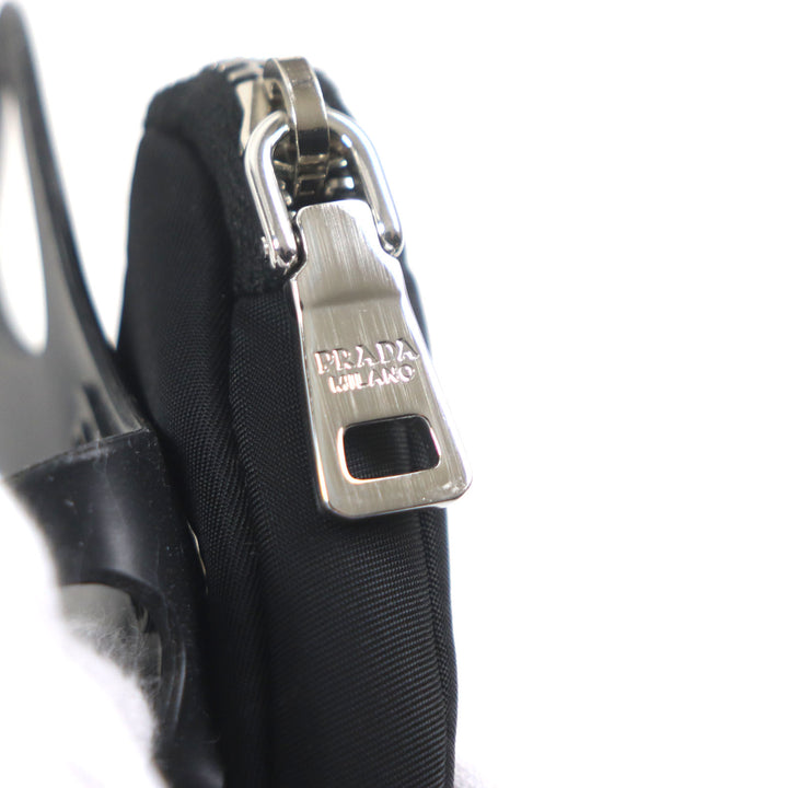 Excellent PRADA Re-Nylon Triangle Logo Neck Strap Phone Holder black 1ZT054