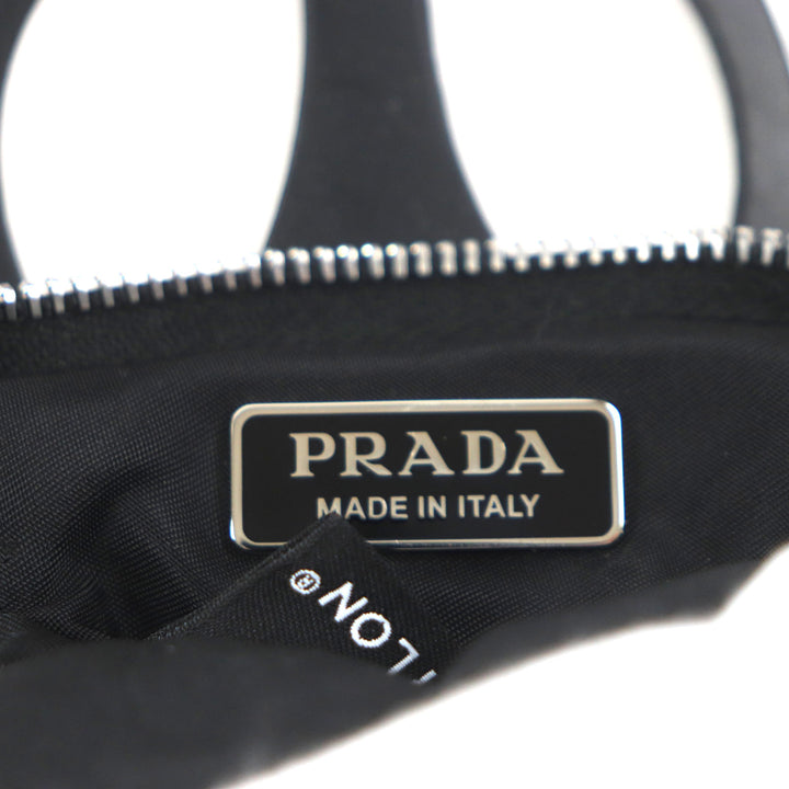 Excellent PRADA Re-Nylon Triangle Logo Neck Strap Phone Holder black 1ZT054
