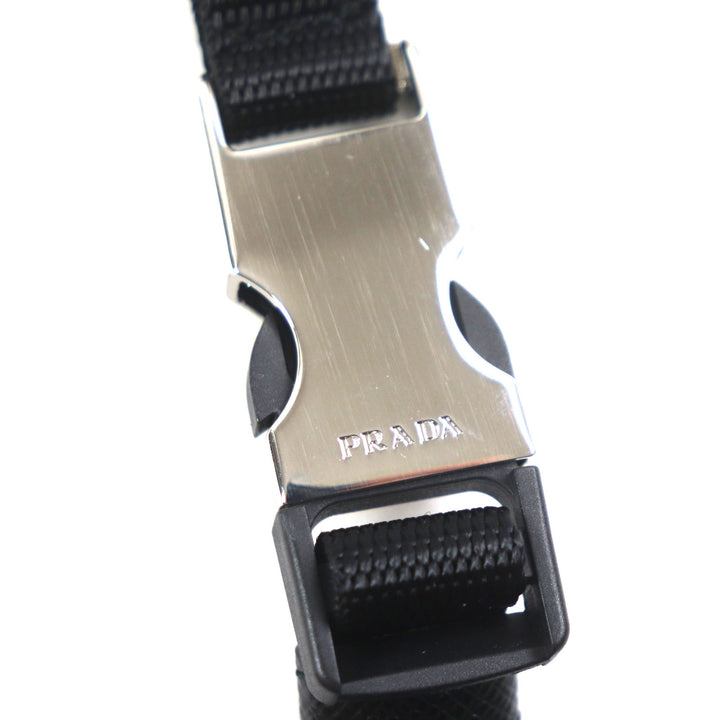 Excellent PRADA Re-Nylon Triangle Logo Neck Strap Phone Holder black 1ZT054