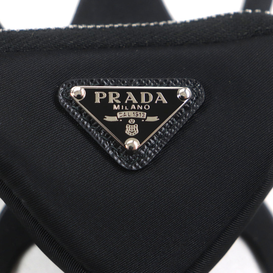 Excellent PRADA Re-Nylon Triangle Logo Neck Strap Phone Holder black 1ZT054