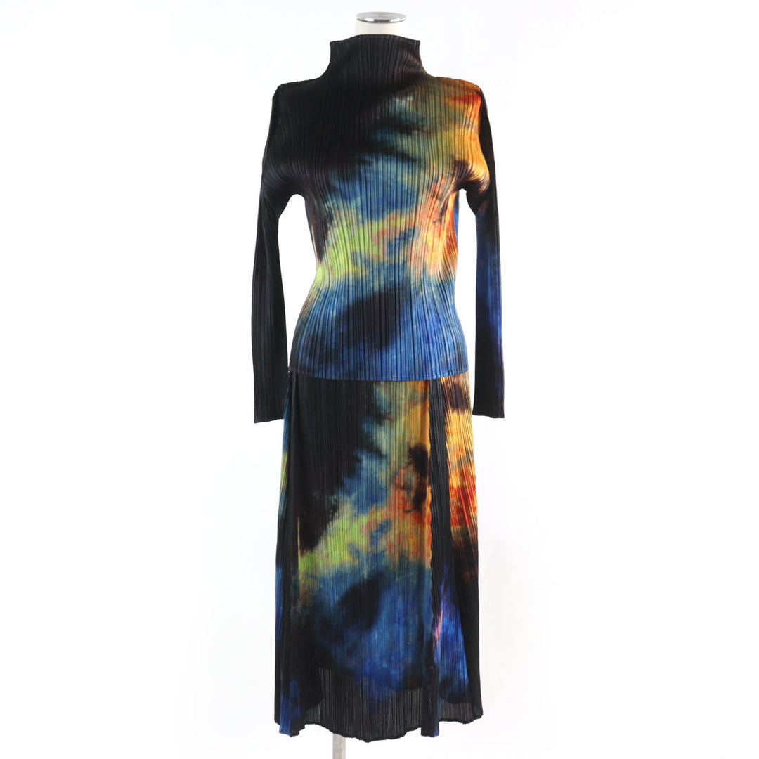 PLEATS PLEASE two-piece set Tie-dye gradient print top and long skirt 3