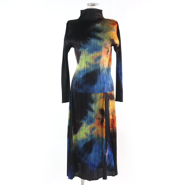 PLEATS PLEASE two-piece set Tie-dye gradient print top and long skirt 3