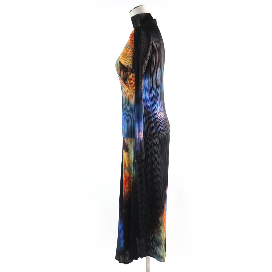 PLEATS PLEASE two-piece set Tie-dye gradient print top and long skirt 3