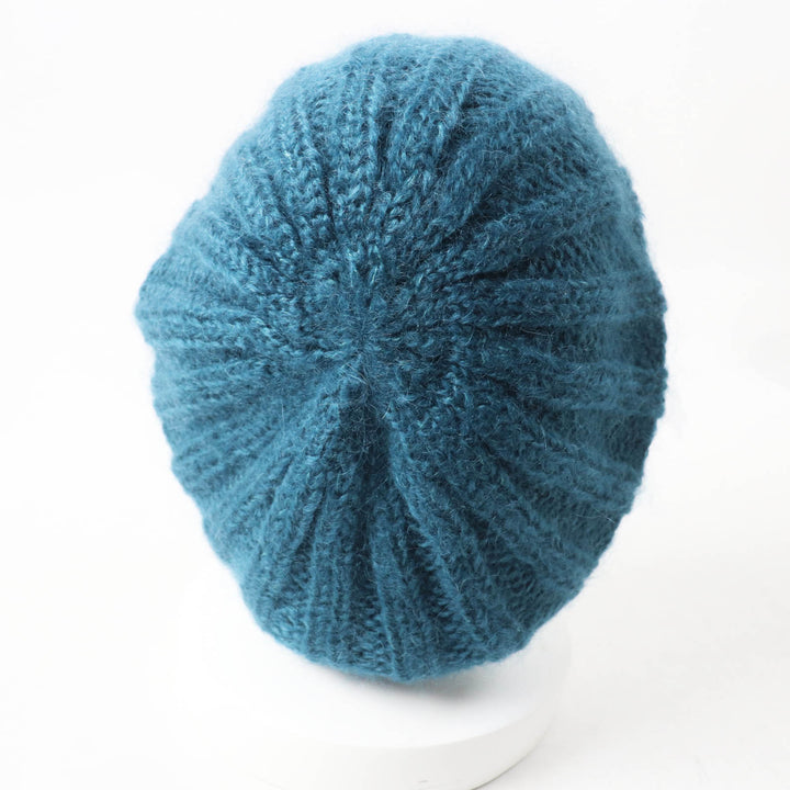 Pristine GUCCI Knit cap Interlocking GMetal knit beret / Blue mohair Women L 331985