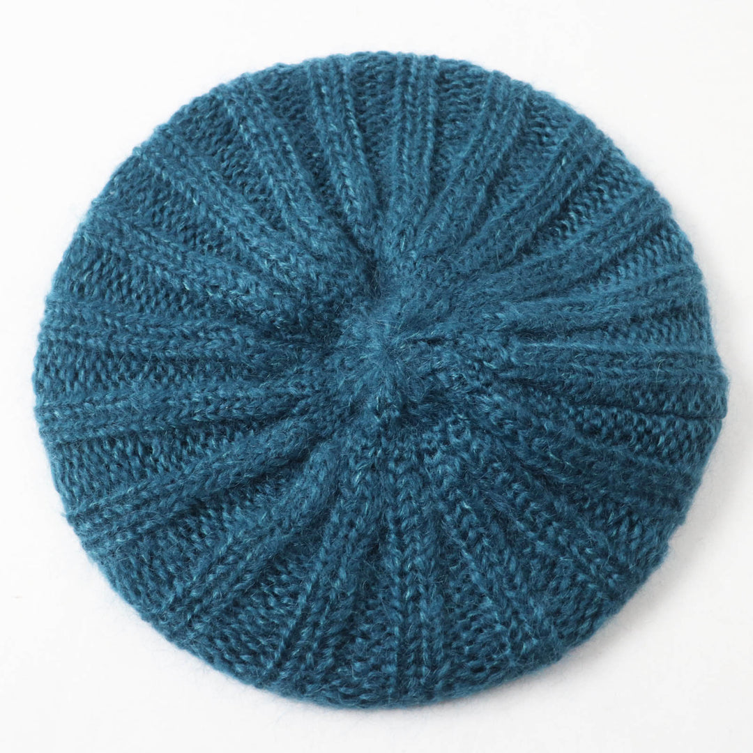 Pristine GUCCI Knit cap Interlocking GMetal knit beret / Blue mohair Women L 331985