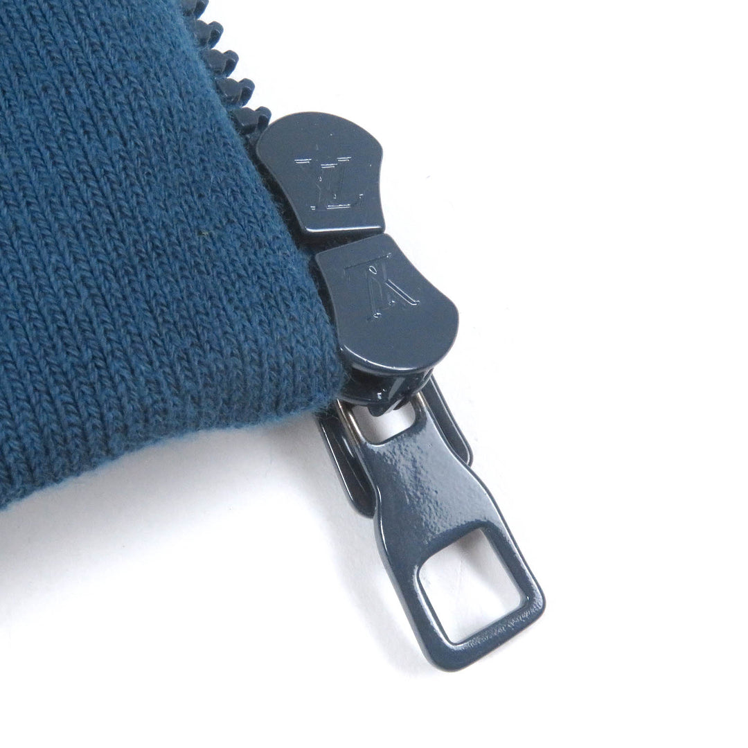 Pristine LOUIS VUITTON Best LV Gradient Logo Embroidered Zip-Up Fleece blue