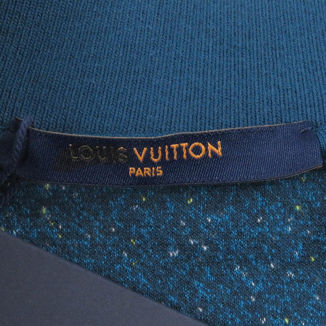 Pristine LOUIS VUITTON Best LV Gradient Logo Embroidered Zip-Up Fleece blue