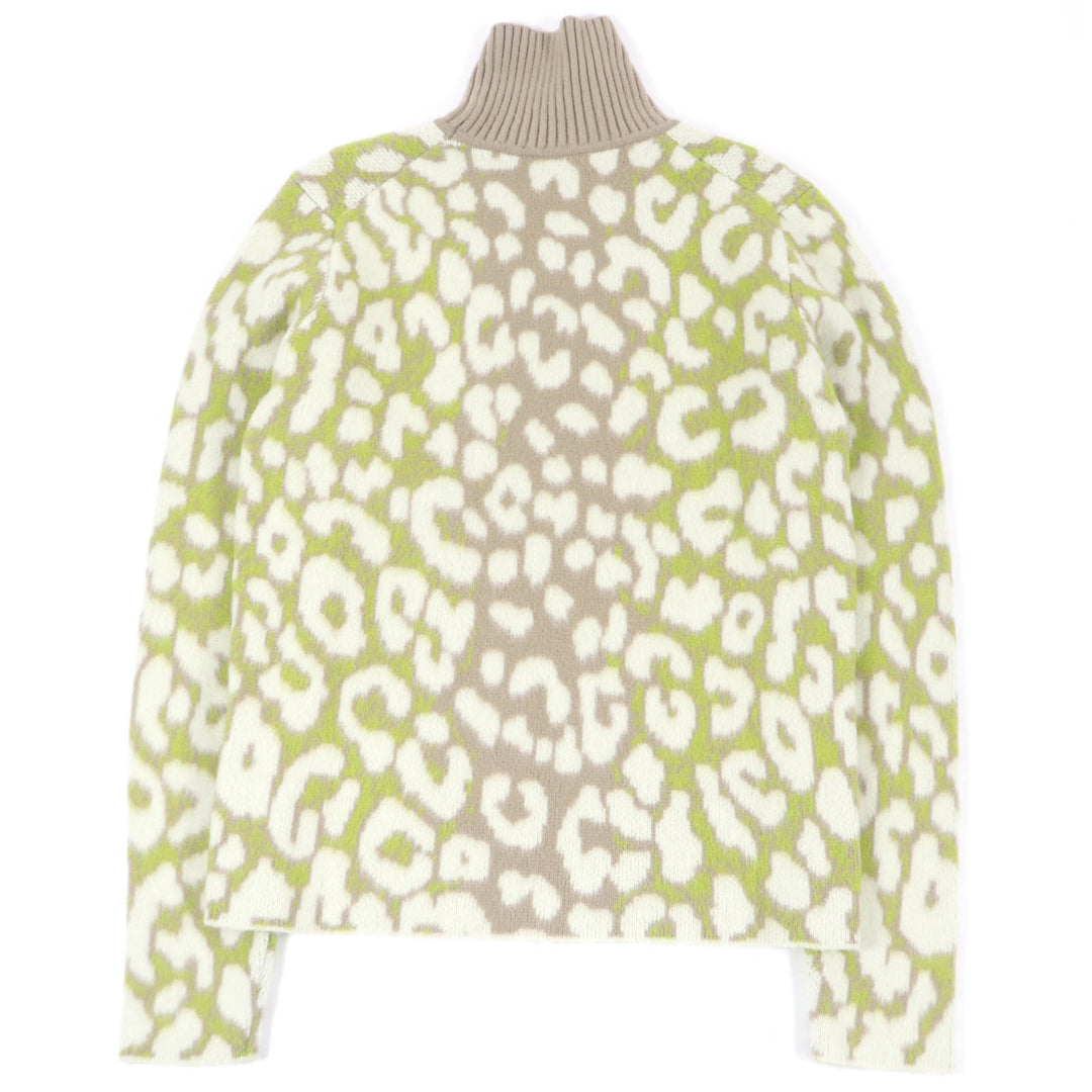 Pristine DIOR sweater Leopard print high neck Brown green cashmere mens XS 213M638AT426