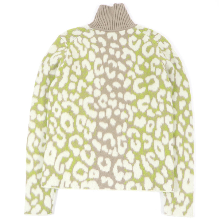 Pristine DIOR sweater Leopard print high neck Brown green cashmere mens XS 213M638AT426