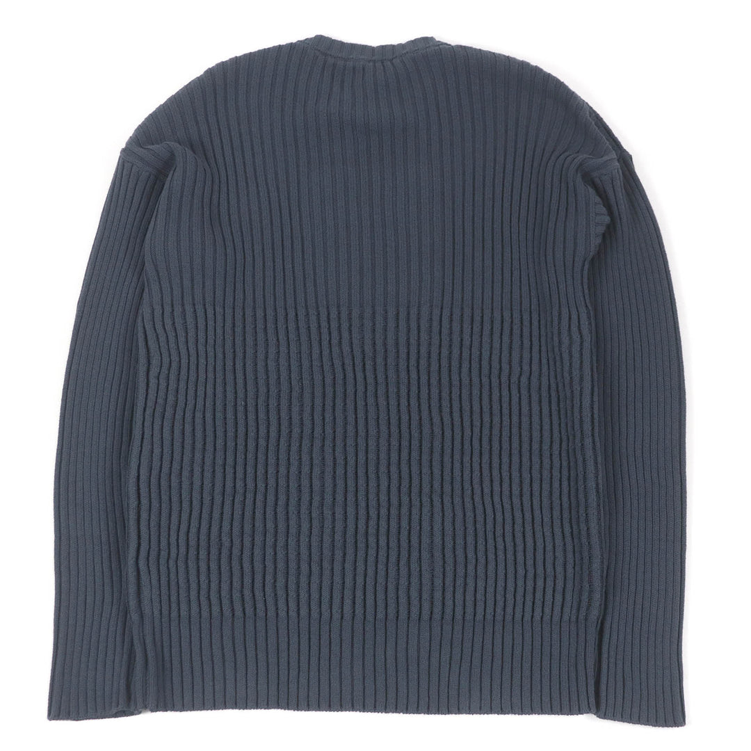 Pristine FENDI sweater FF logo pocket ribbed knit Blue gray cotton mens 50