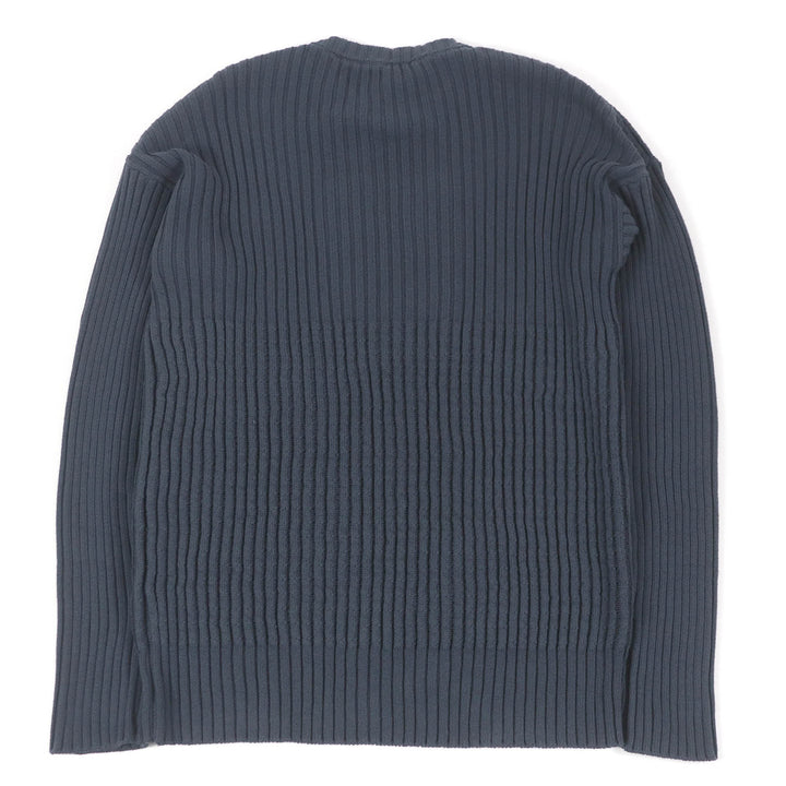 Pristine FENDI sweater FF logo pocket ribbed knit Blue gray cotton mens 50