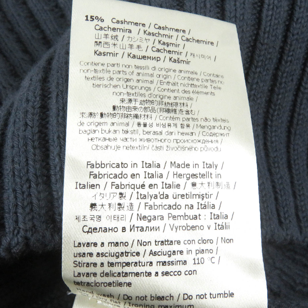 Pristine FENDI sweater FF logo pocket ribbed knit Blue gray cotton mens 50