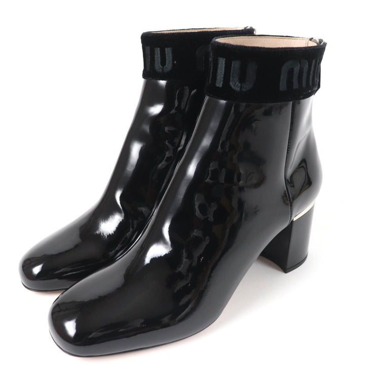 Pristine MIUMIU short boots With logo black Patent leather Women 38.5 5T154C