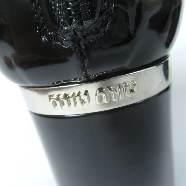 Pristine MIUMIU short boots With logo black Patent leather Women 38.5 5T154C